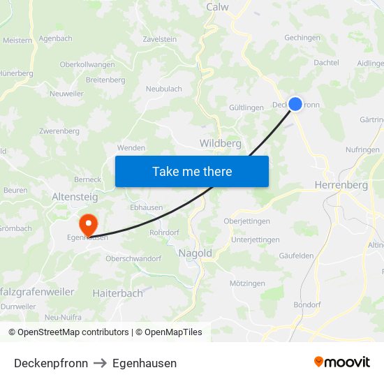 Deckenpfronn to Egenhausen map