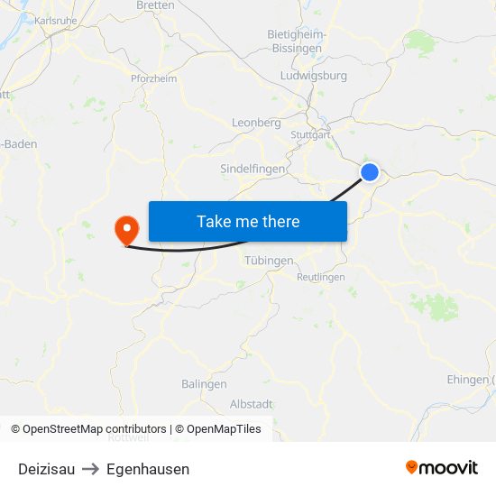 Deizisau to Egenhausen map