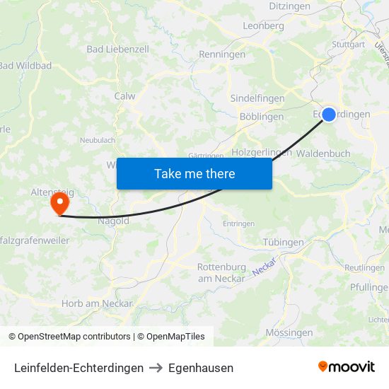 Leinfelden-Echterdingen to Egenhausen map