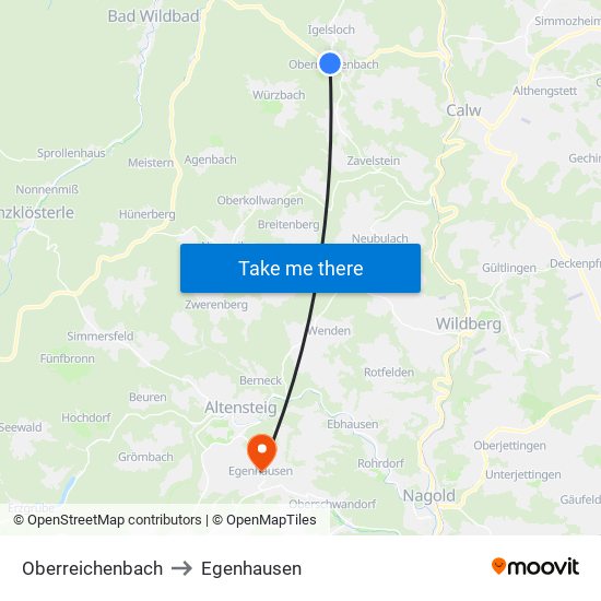 Oberreichenbach to Egenhausen map