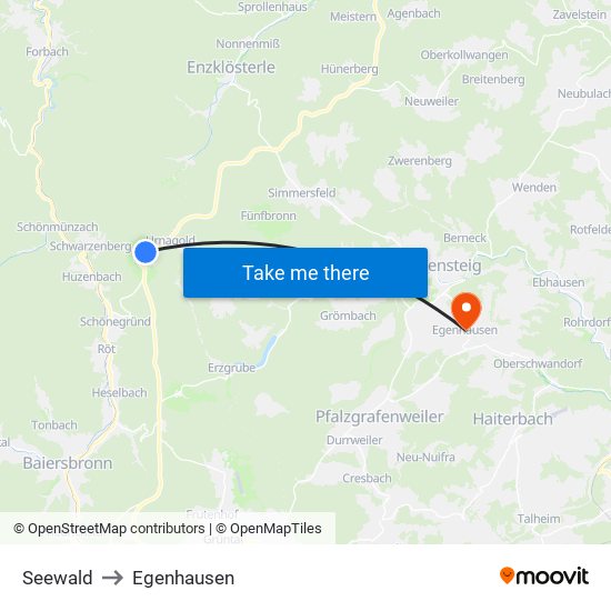 Seewald to Egenhausen map
