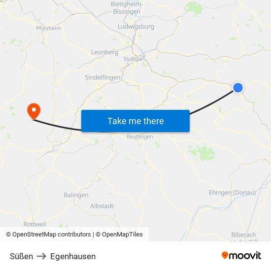 Süßen to Egenhausen map