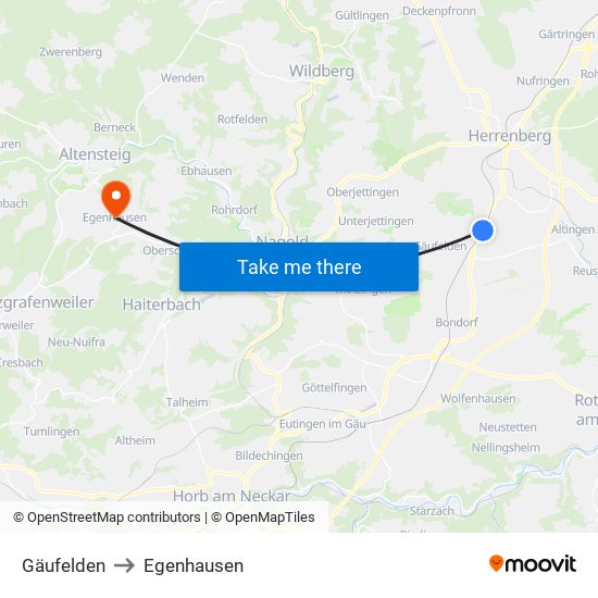 Gäufelden to Egenhausen map