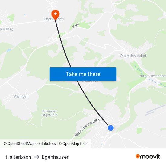 Haiterbach to Egenhausen map