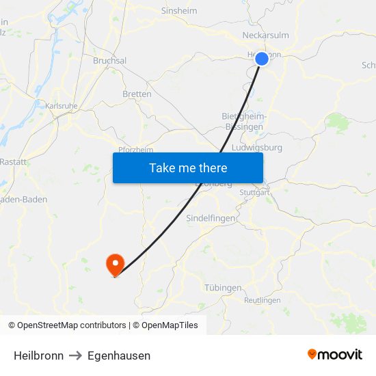 Heilbronn to Egenhausen map