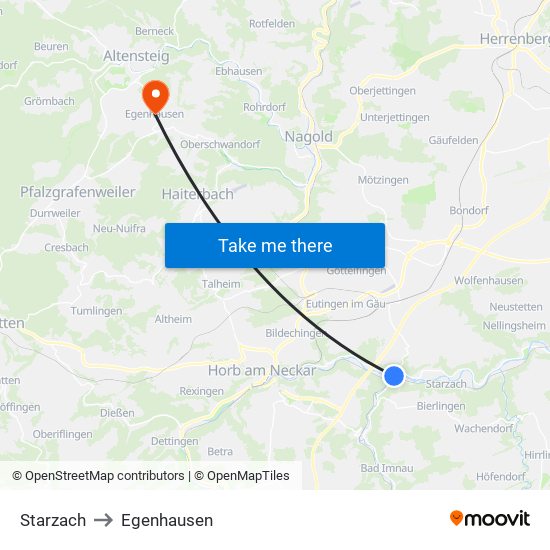 Starzach to Egenhausen map