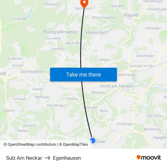 Sulz Am Neckar to Egenhausen map