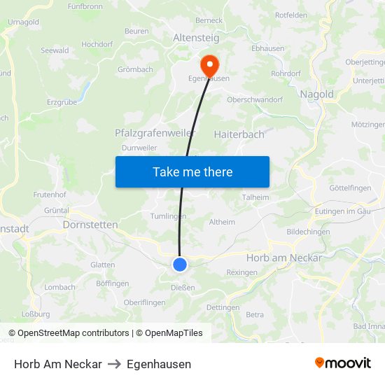 Horb Am Neckar to Egenhausen map