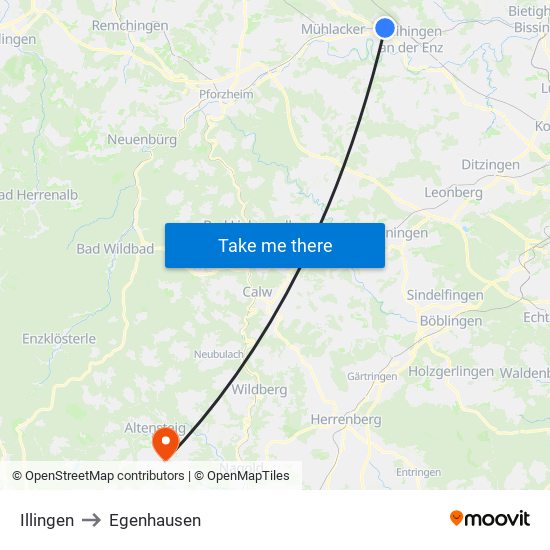 Illingen to Egenhausen map