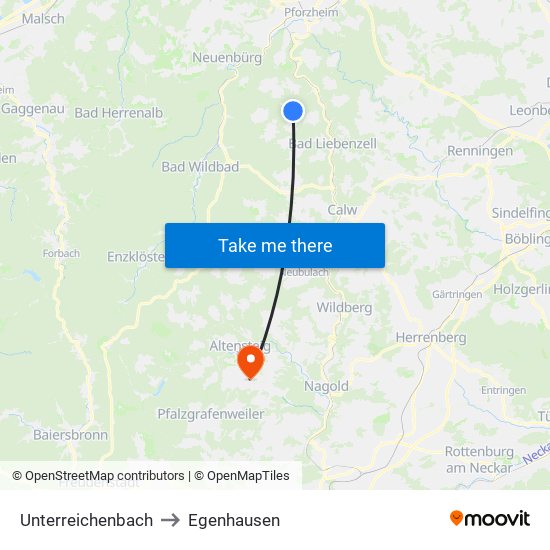 Unterreichenbach to Egenhausen map