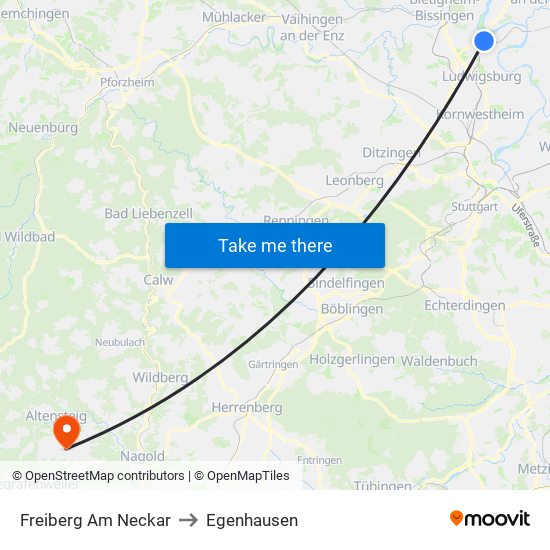 Freiberg Am Neckar to Egenhausen map