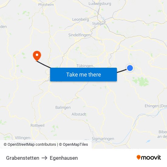 Grabenstetten to Egenhausen map