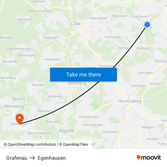 Grafenau to Egenhausen map