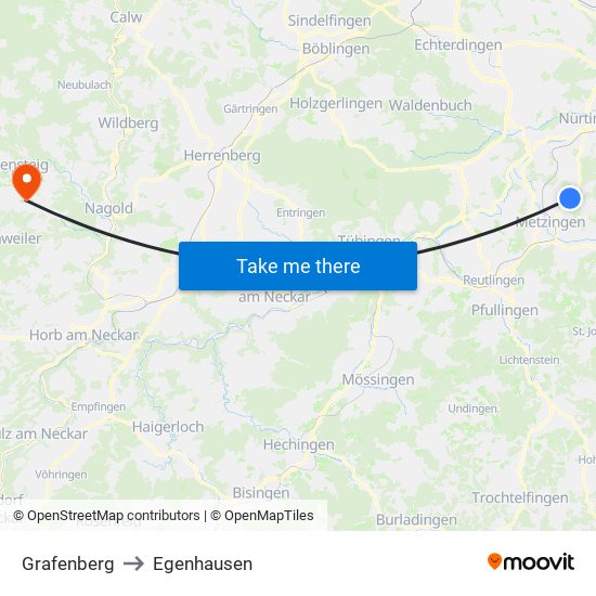 Grafenberg to Egenhausen map