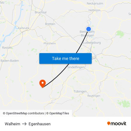 Walheim to Egenhausen map