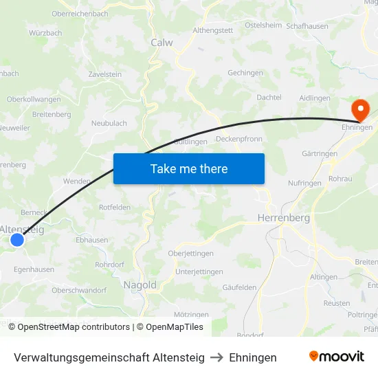 Verwaltungsgemeinschaft Altensteig to Ehningen map