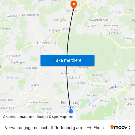 Verwaltungsgemeinschaft Rottenburg am Neckar to Ehningen map