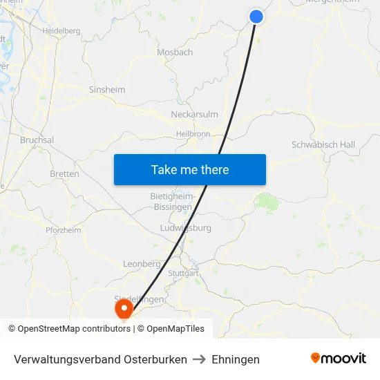 Verwaltungsverband Osterburken to Ehningen map