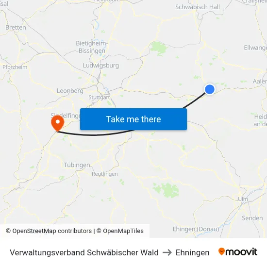 Verwaltungsverband Schwäbischer Wald to Ehningen map