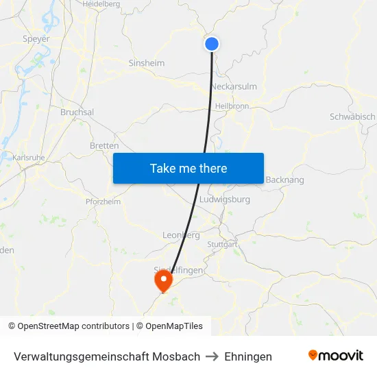 Verwaltungsgemeinschaft Mosbach to Ehningen map