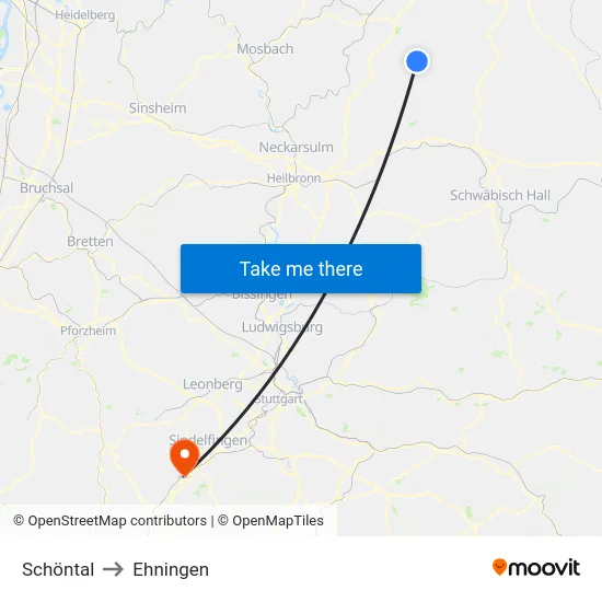 Schöntal to Ehningen map