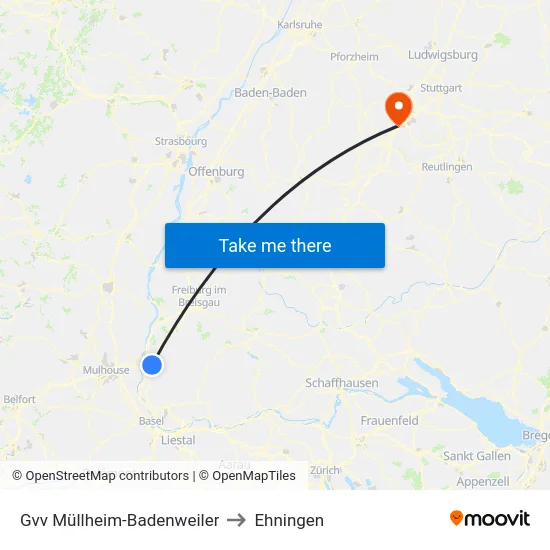 Gvv Müllheim-Badenweiler to Ehningen map