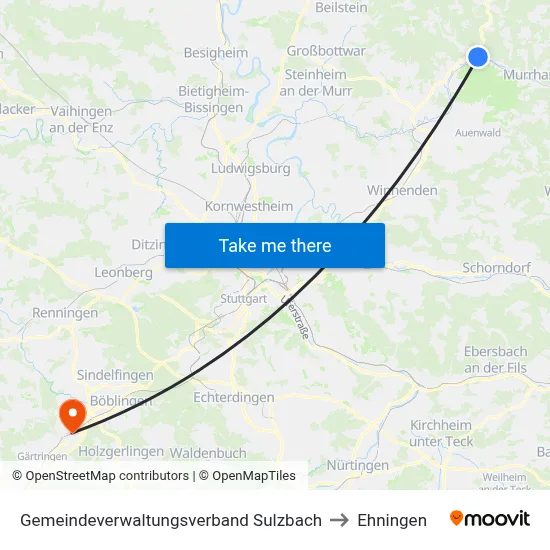 Gemeindeverwaltungsverband Sulzbach to Ehningen map