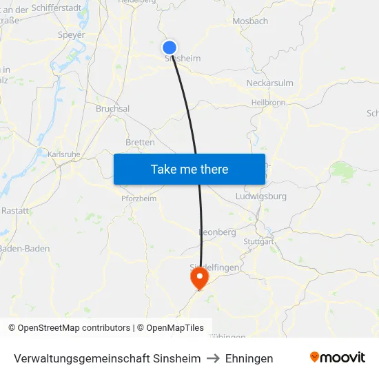 Verwaltungsgemeinschaft Sinsheim to Ehningen map