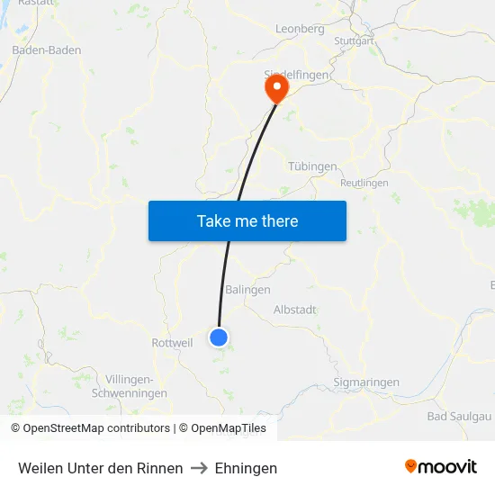 Weilen Unter den Rinnen to Ehningen map