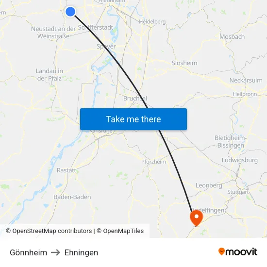 Gönnheim to Ehningen map