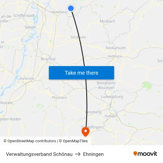 Verwaltungsverband Schönau to Ehningen map