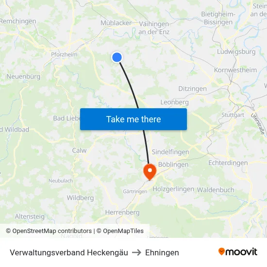 Verwaltungsverband Heckengäu to Ehningen map
