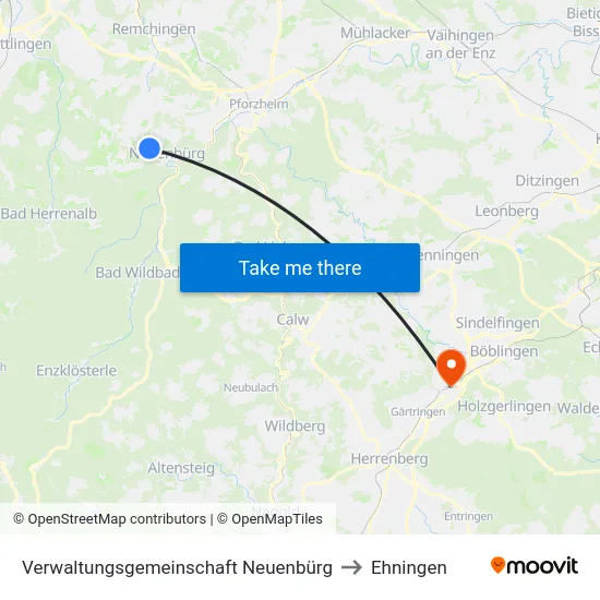 Verwaltungsgemeinschaft Neuenbürg to Ehningen map