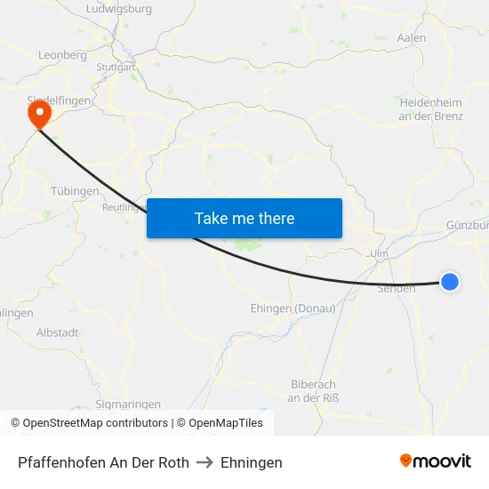 Pfaffenhofen An Der Roth to Ehningen map