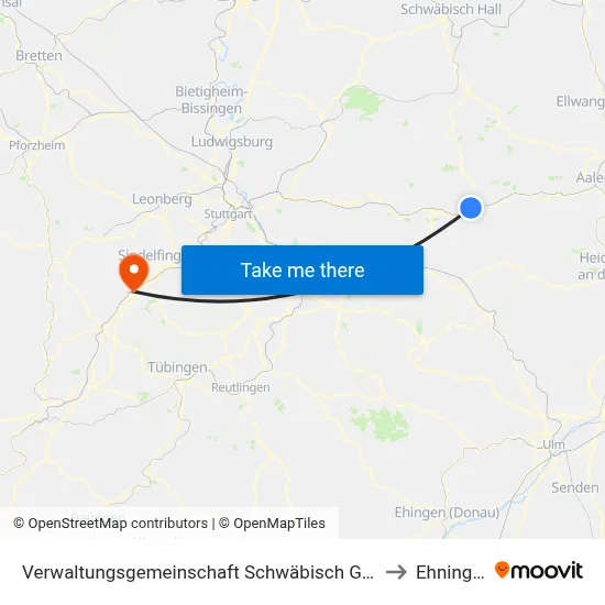 Verwaltungsgemeinschaft Schwäbisch Gmünd to Ehningen map