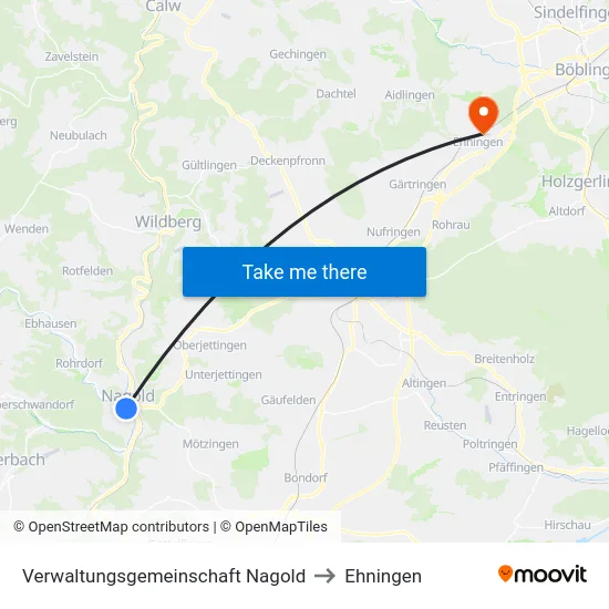 Verwaltungsgemeinschaft Nagold to Ehningen map