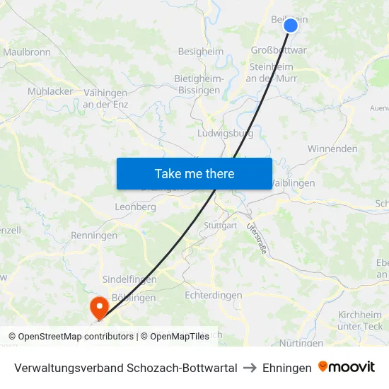 Verwaltungsverband Schozach-Bottwartal to Ehningen map