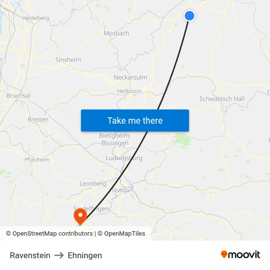 Ravenstein to Ehningen map