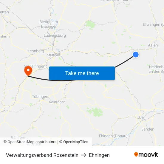 Verwaltungsverband Rosenstein to Ehningen map