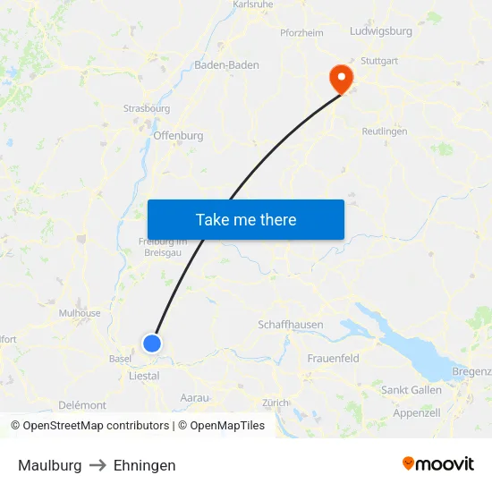 Maulburg to Ehningen map