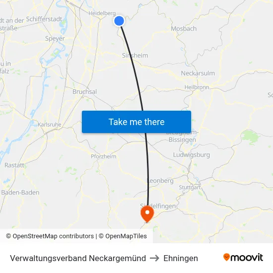 Verwaltungsverband Neckargemünd to Ehningen map