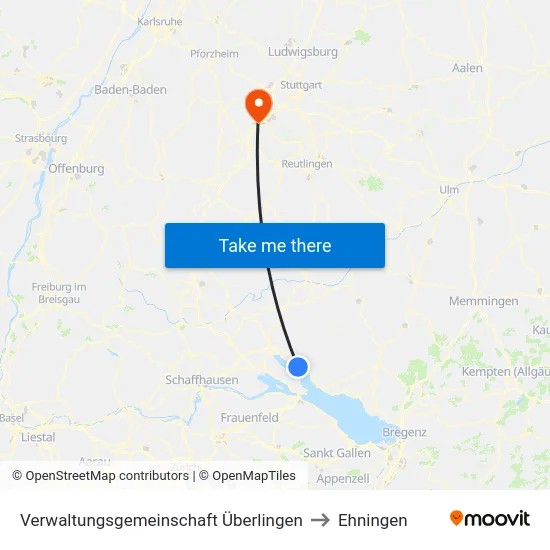 Verwaltungsgemeinschaft Überlingen to Ehningen map