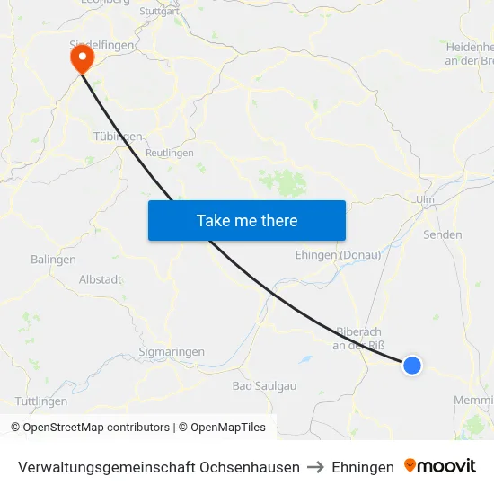 Verwaltungsgemeinschaft Ochsenhausen to Ehningen map