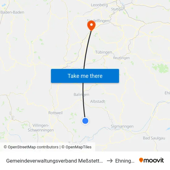 Gemeindeverwaltungsverband Meßstetten to Ehningen map