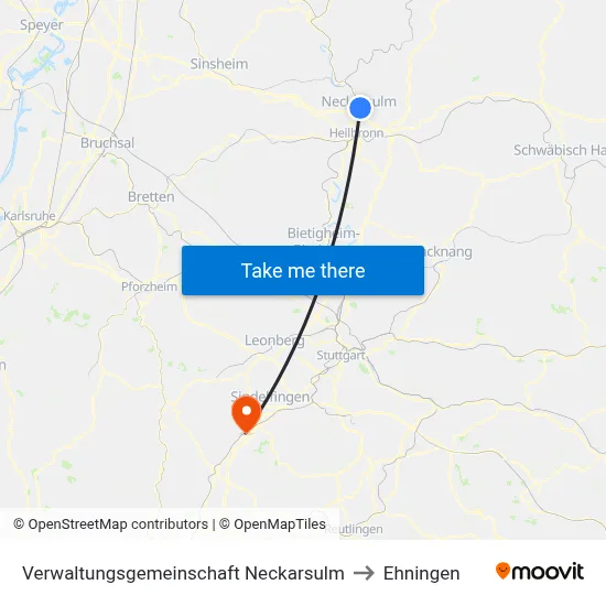 Verwaltungsgemeinschaft Neckarsulm to Ehningen map
