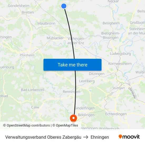 Verwaltungsverband Oberes Zabergäu to Ehningen map