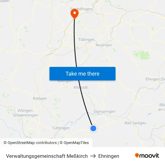 Verwaltungsgemeinschaft Meßkirch to Ehningen map