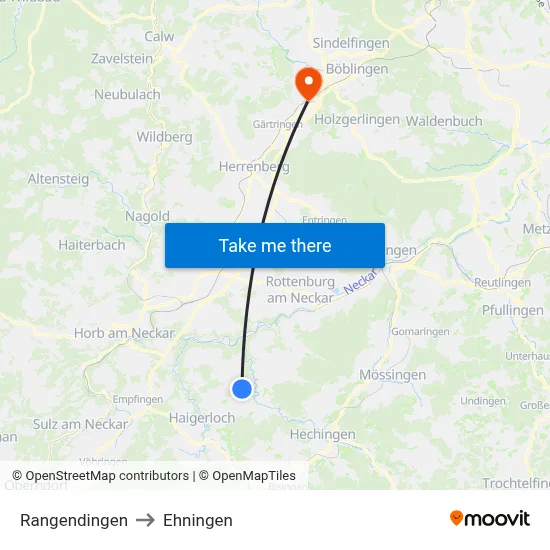 Rangendingen to Ehningen map