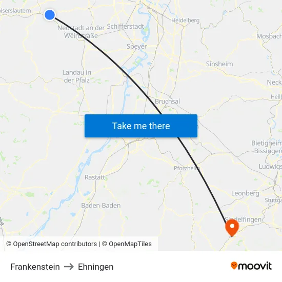 Frankenstein to Ehningen map