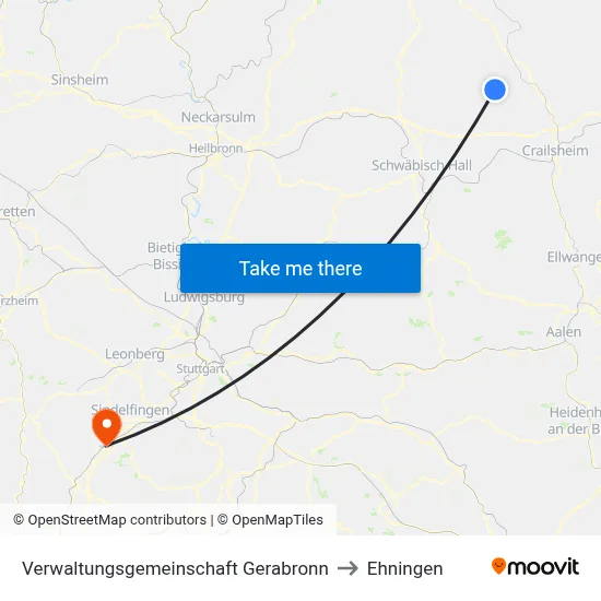 Verwaltungsgemeinschaft Gerabronn to Ehningen map